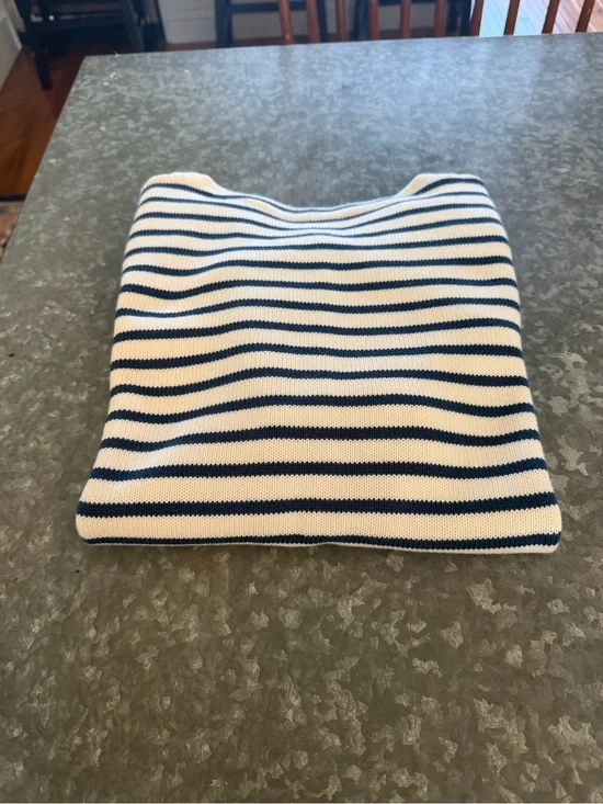 J. Crew Men's Crewneck Sweater in Navy and White Stripes