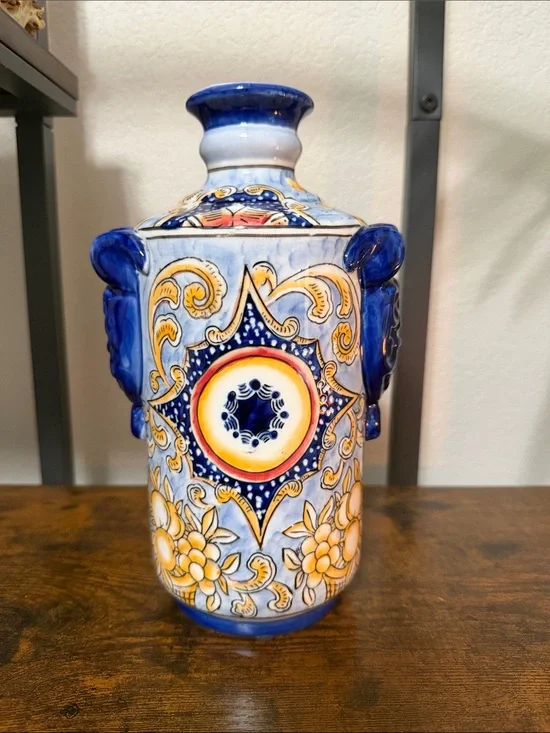 Blue and Yellow Decorative Vase