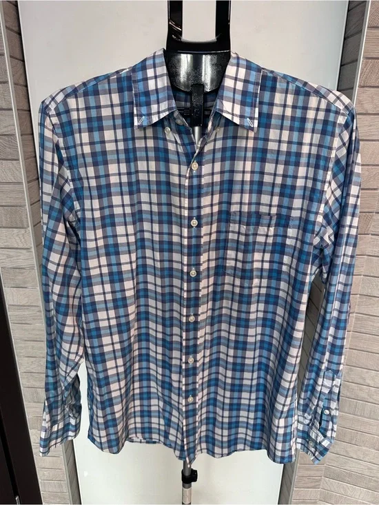 J. Crew Light Weight Blue and White Plaid Button-Down Shirt