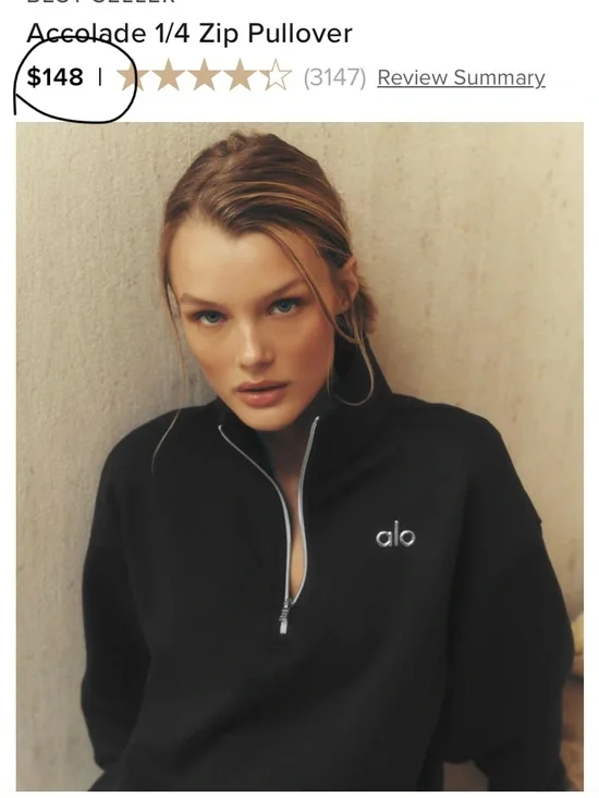 ALO Yoga quarter zip accolade Sweatshirt