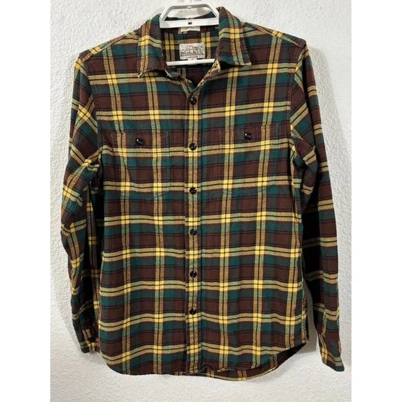J. Crew Mid-Weight‎ Flannel Men S Brown Plaid Re-Imagined Button Down