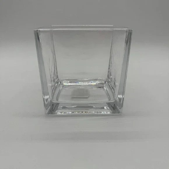 Clear Glass Square Cube Vase 4 Inch Minimalist Floral Centerpiece Home Decor