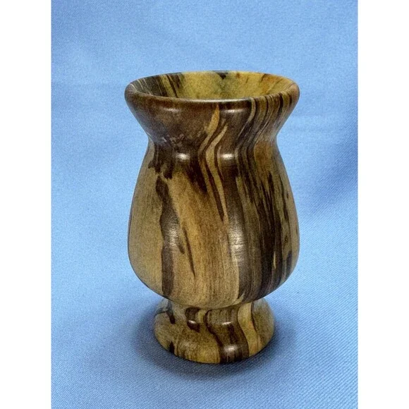 Hand Turned / Hand Crafted Wooden Vase Marbled Grained Spalted Wood   4” C Core