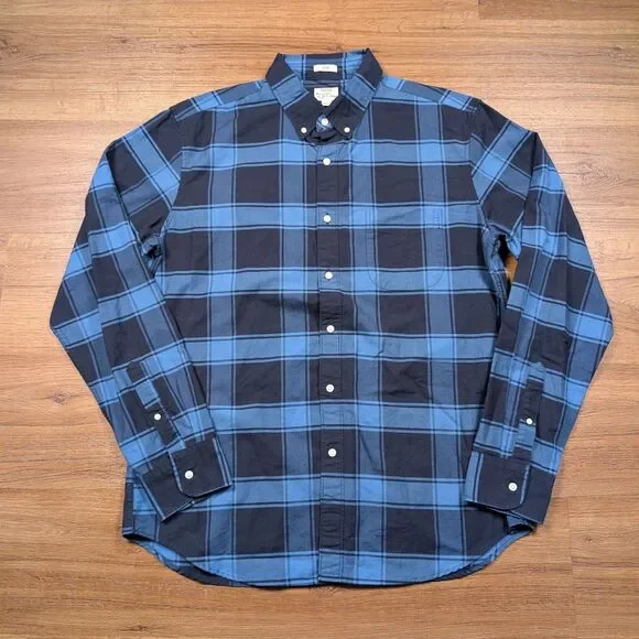J. Crew All Cotton Oxford Shirt Mens Large Blue Slim Fit Long Sleeve Button Down