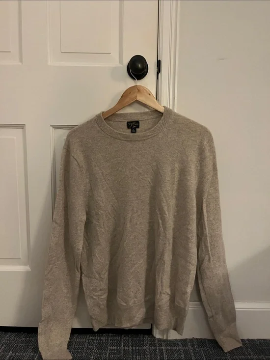 J. Crew Men’s Crewneck Sweater — Beige. 100% Cashmere. Worn Once.
