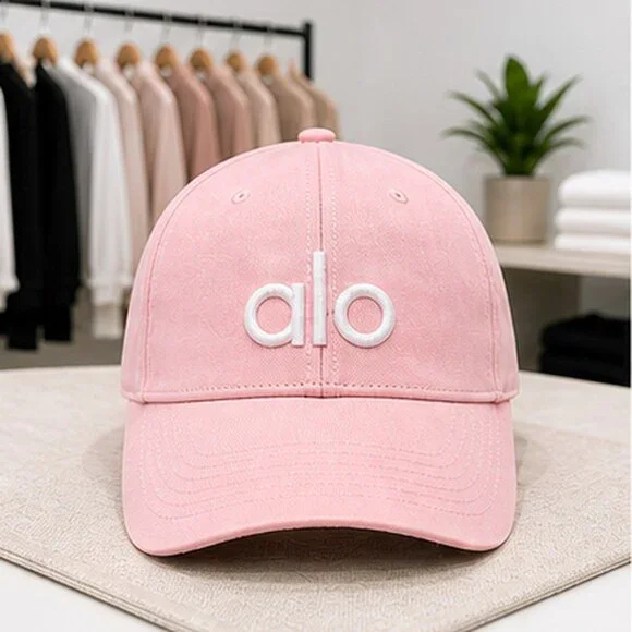 ALO Yoga Pink Athleisure Baseball Cap Hat Logo