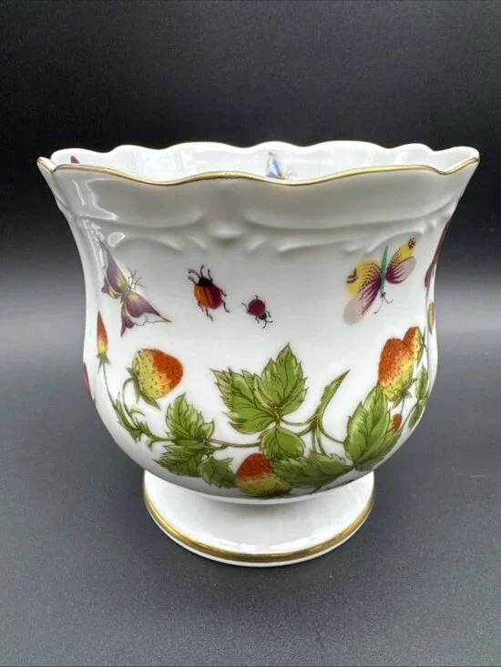 VTG Ardalt Lenwile #6166 Strawberry Butterfly Insect Cachepot Planter 5” Japan