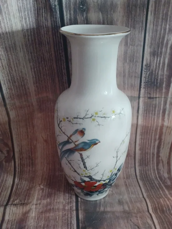 Vintage JAY Japan Fine China Bird Vase 10.5in