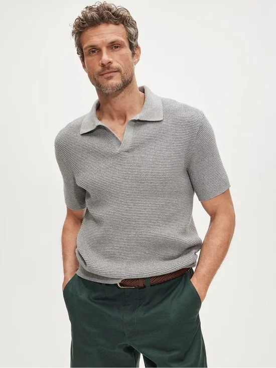 J.Crew Men’s XXL Cotton Waffle Knit Johnny Collar Sweater Polo New