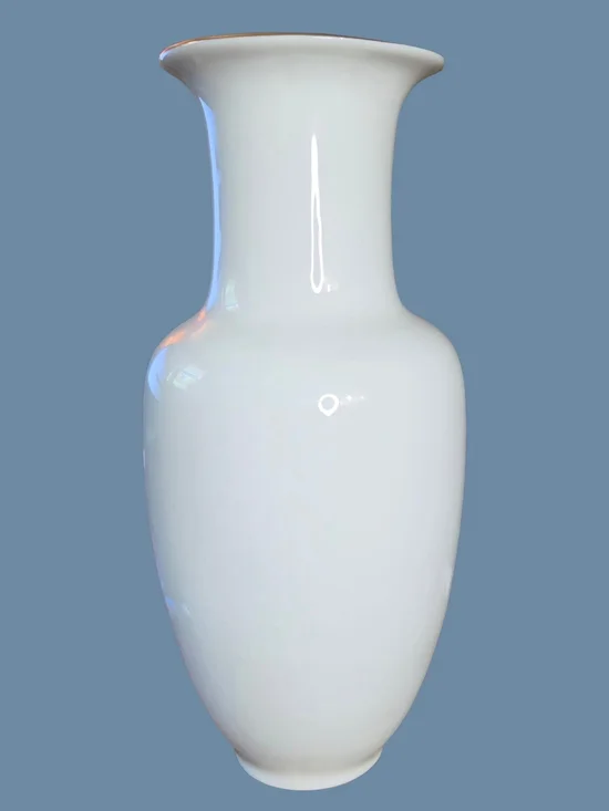Floral Ceramic Vase in Cream with Orange & Blue Accents -