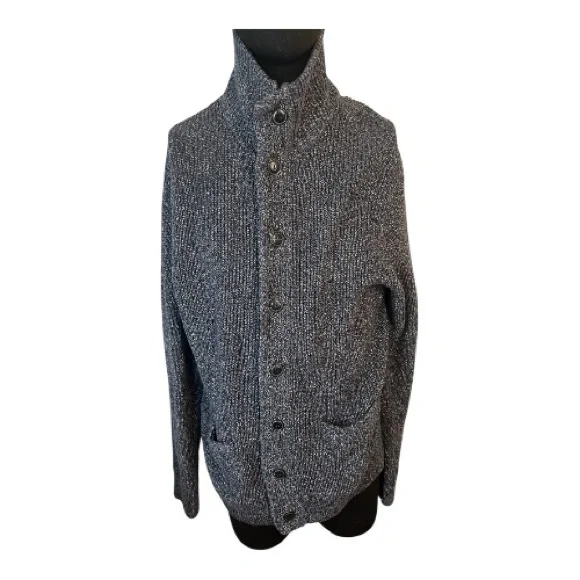 J. Crew Charcoal  Thick Heathered Cotton Knit Grandpa Cardigan w/pockets