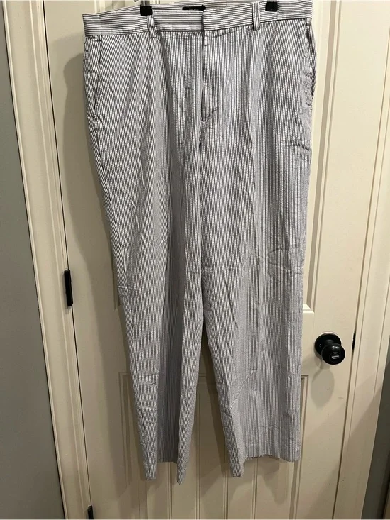 Men's Seersucker Dress Pants — Blue & White