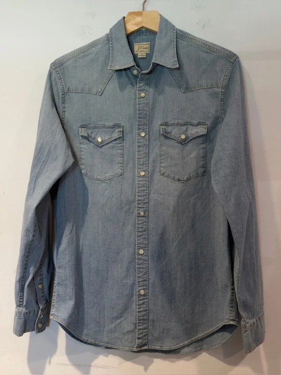 J. Crew Midweight Denim Western Button-Up Shirt