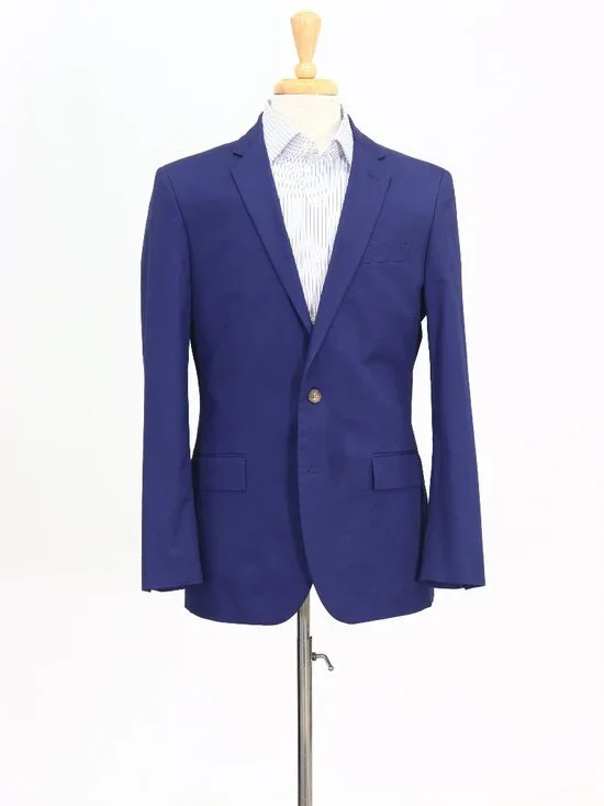 J. Crew 40R Blue Blazer Sport Coat Jacket 2-Button Solid W844