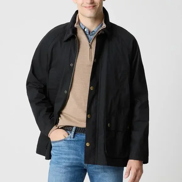 J. Crew Men's Cotton-Blend Field Jacket Long Sleeve Black Size Large NWT