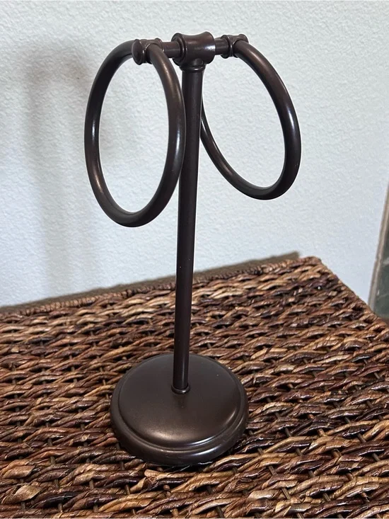 Metal Adjustable Brown Vertical Hand Towel Stand Bathroom Accessory