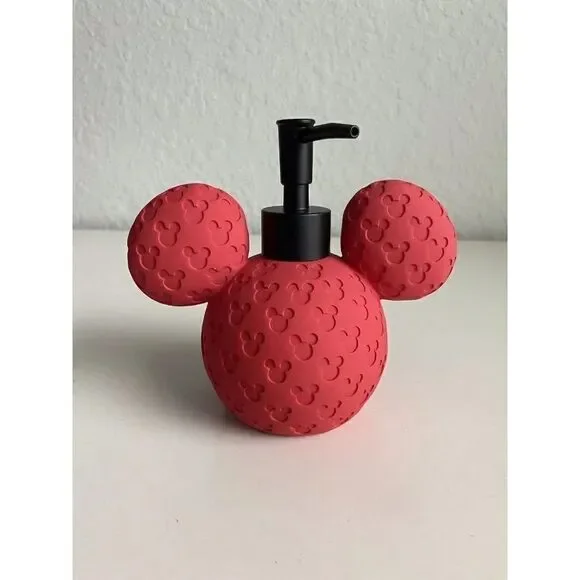 DISNEY Mickey MOUSE Ears Red 3D SOAP Lotion DISPENSER With‎ PUMP Textured NEW