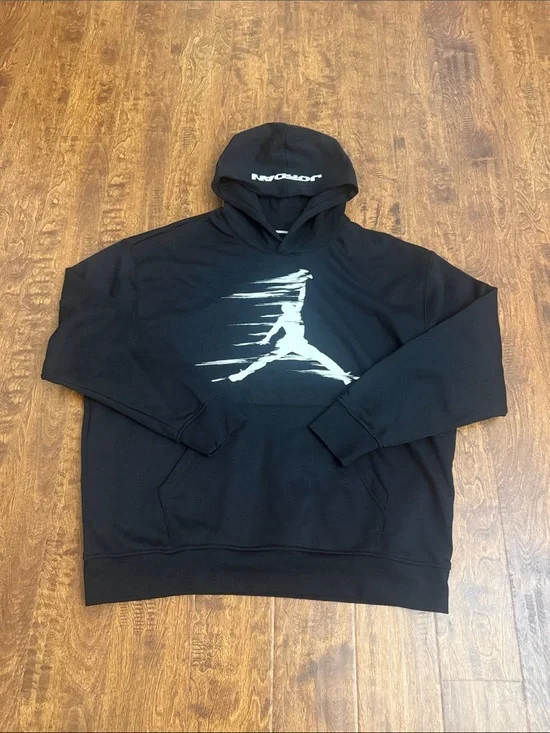 Jordan Black Pullover Hoodie with White Jumpman Graphic