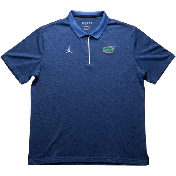 Jordan Polo Shirt Mens XXL Blue Florida Gators Jumpman Heathered Short Sleeve