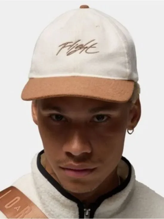 Nike Air Jordan Fly Flight Unstructured Strapback Hat White Brown S/M