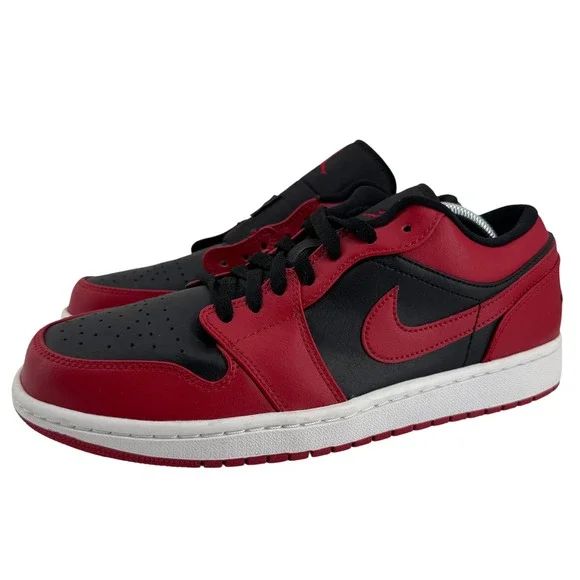 Jordan Air Jordan 1 Low Mens 9.5 Red‎ Black 553558-606 Gym Red Toe Sneaker