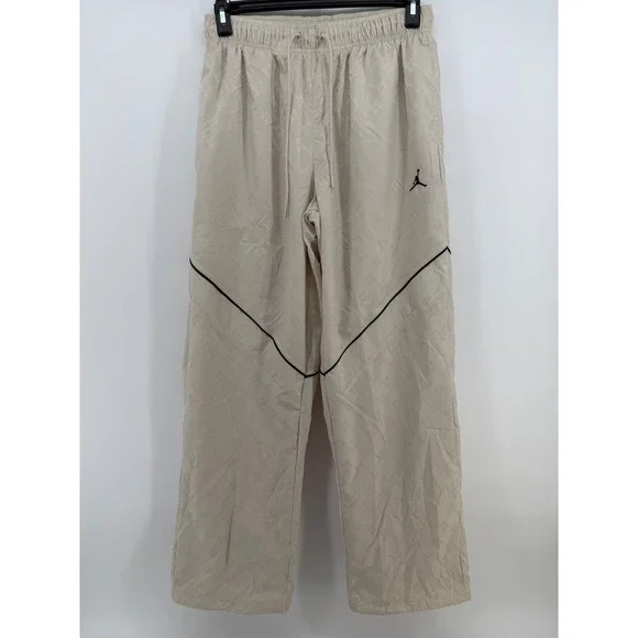 Nike Jordan Jumpman AOP Track Pants Mens M Beige Cream Wide Leg Adjustable Hem‎