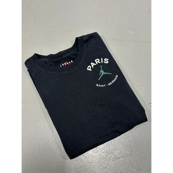 Jordan Paris Saint-Germain PSG T-Shirt‎ Mens 3XL Black Green Jumpman Logo Tee