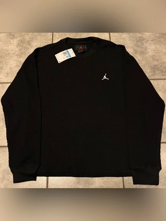Jordan Flight Mountainside Black Long Sleeve Waffle Knit Top men’s Size Medium