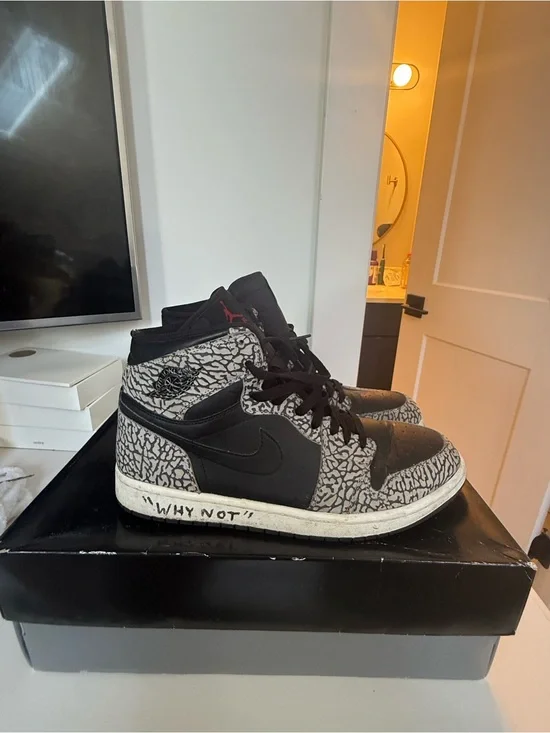 Jordan High-Top Sneakers in Black, Gray and White