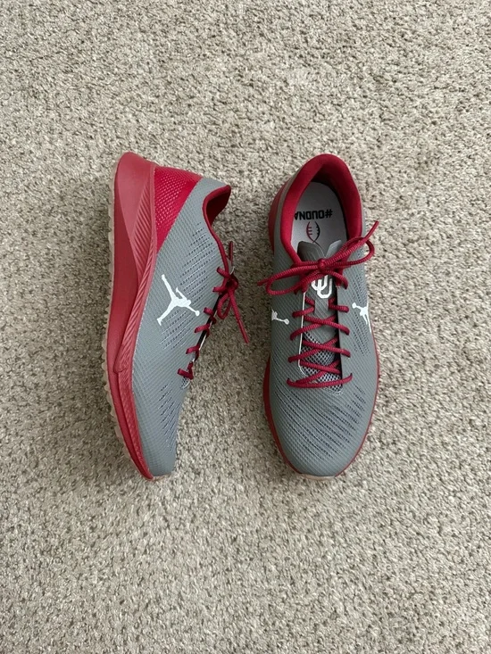 OU Football Player Exclusive Team Issued Grey and Crimson Sneakers Mens 12