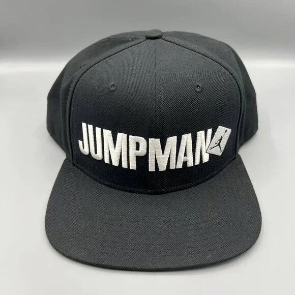 Air Jordan Hat Men Black White Embroidered Logo‎ Jumpman Script Snap Back Cap