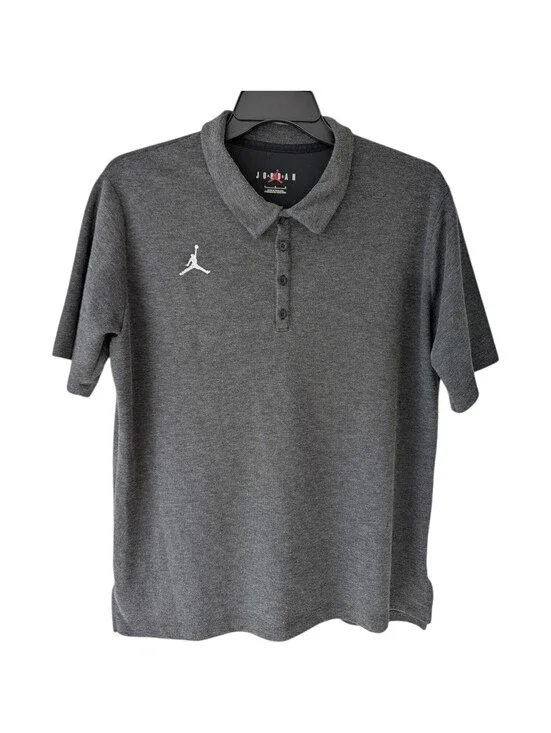 Jordan Mens Gray Polo Shirt Large Breathable Performance Sport Blend Golf Active