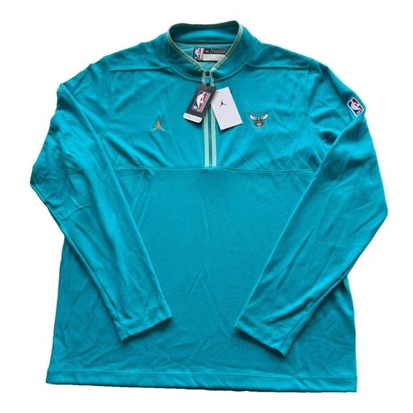 Charlotte Hornets Nike Jordan 1/4 Zip Warm Up Pullover Teal Mens XL Tall FD9136