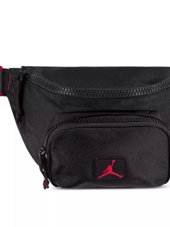 Jordan Black Waist Bag with Red Jumpman Accent