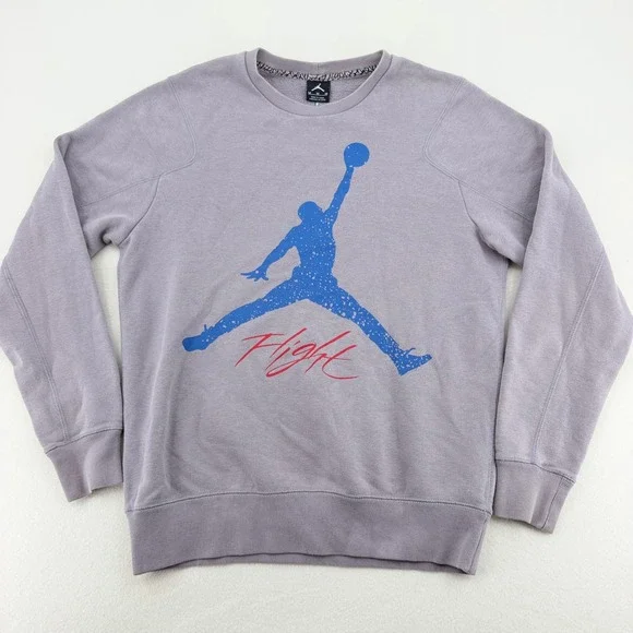Jordan Flight Crewneck Sweatshirt 2013 Mens Med Gray Graphic Jumpman 604980-025