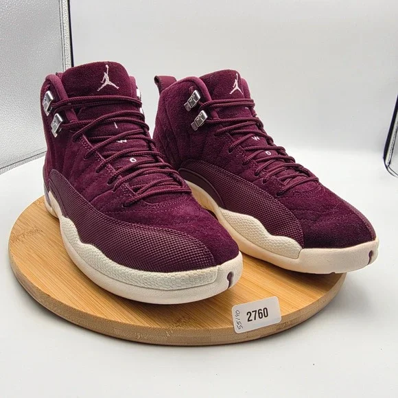 Jordan‎ 12 Retro Bordeaux Burgundy Suede Sneakers 130690-617 Mens 8