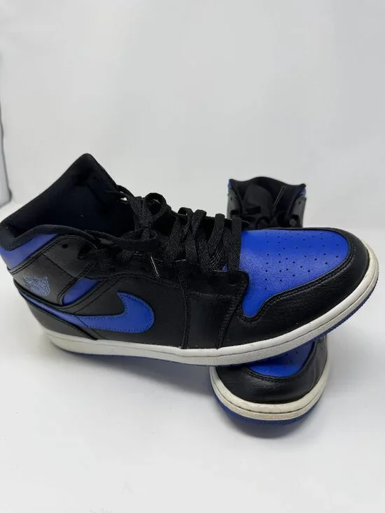 Nike Air Jordan 1 Mid Black Hyper Royal Size 13 (554724-058)