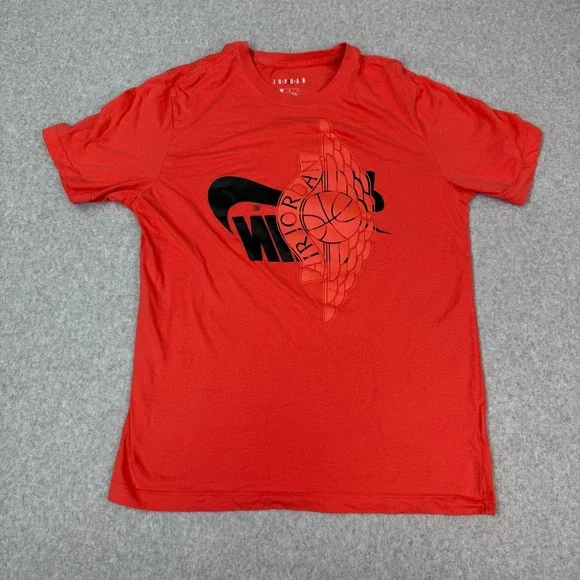 Nike Air Jordan Shirt Men's Medium Futura Wings Red/Orange Basketball