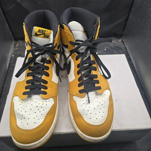 Jordan High-Top‎ Sneakers in Yellow, White & Black