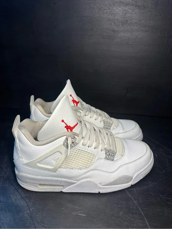 Jordan white and Red Retro 4 Sneakers