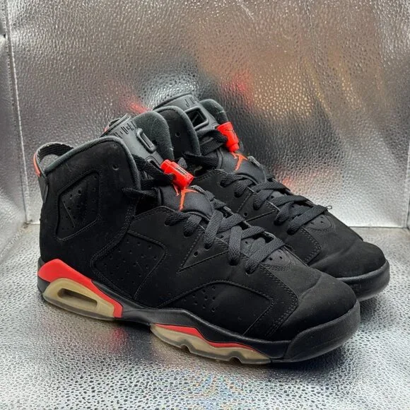 Sz 7Y Nike Air Jordan 6 Mens Retro Authentic Black High Top‎ Athletic Sneaker