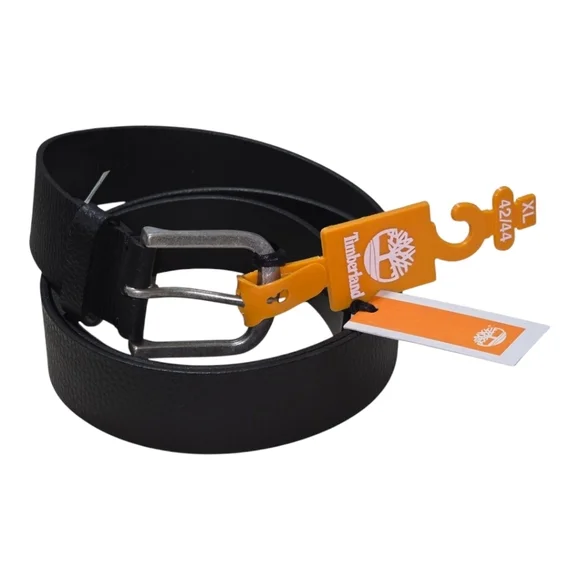 Timberland Men's Black Leather AND SILVER Belt MEN'S Size‎ XL NEW