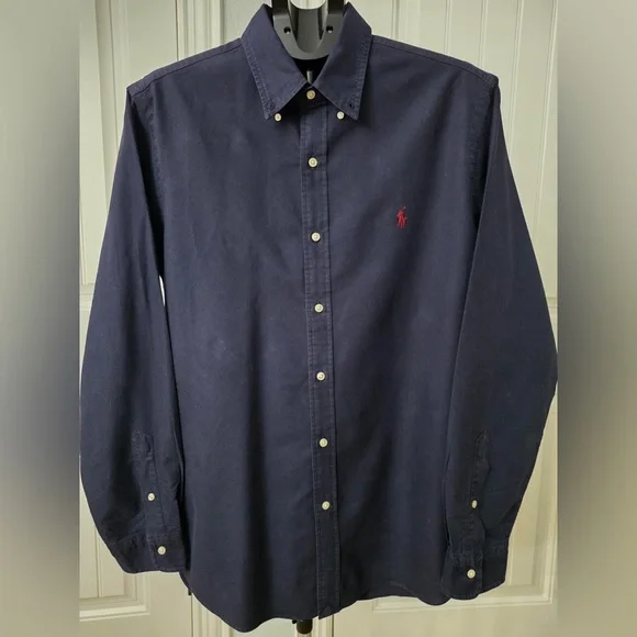 Polo by Ralph Lauren Navy Button-Down Shirt with Red Pony