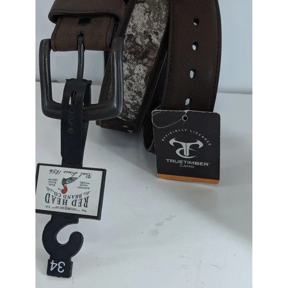RedHead Mens TrueTimber Strata Camo Leather Lined Belt Brown Size 34 5803500