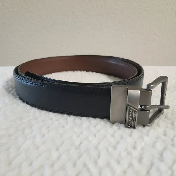 Dickies Men’s Nickel Buckle Leather Reversible Black/Brown Belt