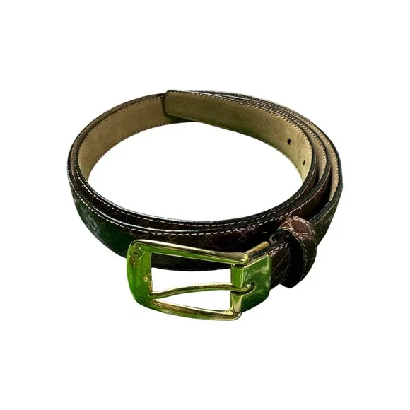 Saks Fifth Ave Brown Genuine Crocodile Mens Belt Size 40 NWT