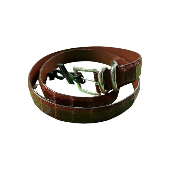 Saks Fifth Ave Brown Genuine Crocodile Mens Belt Size 42 NWOT