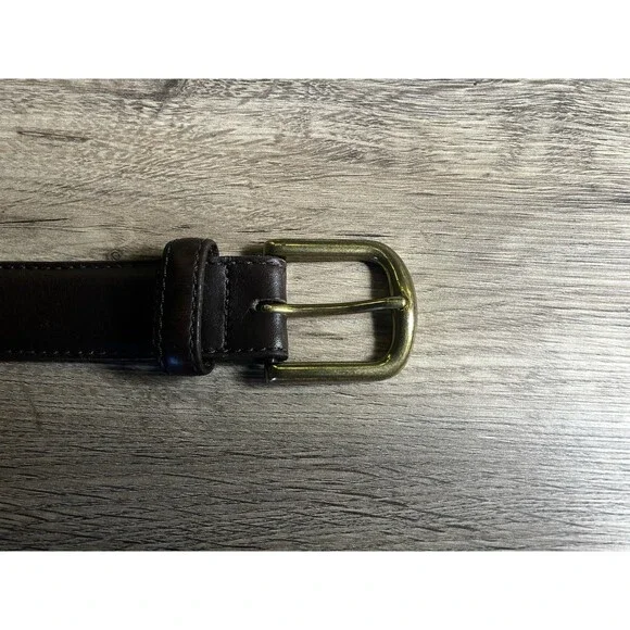 L L Bean Textured Brown Leather Belt Size 48 Made In USA