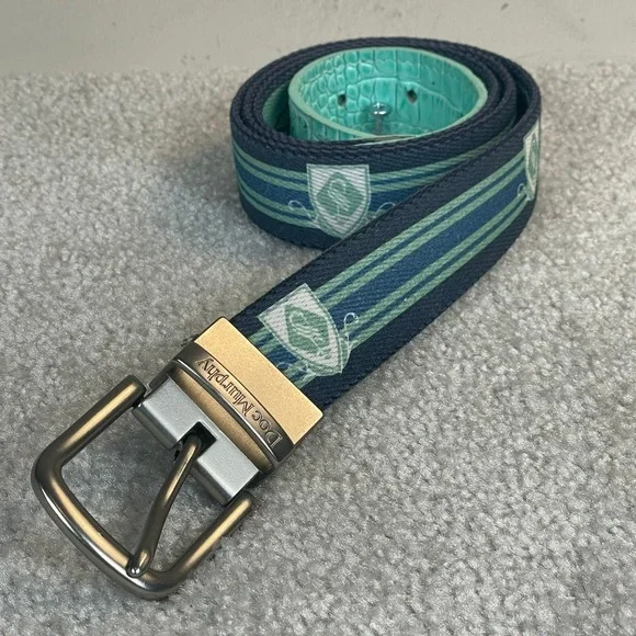 Doc Murphy Mens Reversible Golf Belt Navy Mint Green Stripe Golf Icons Size 36