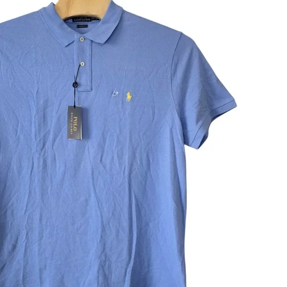 Polo Ralph Lauren Mens XXL Classic Fit Light Blue Cotton Mesh Polo Shirt NWT